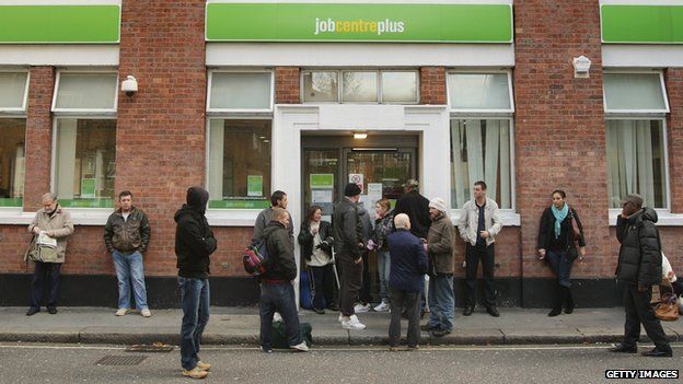 People queuing outside a job centre