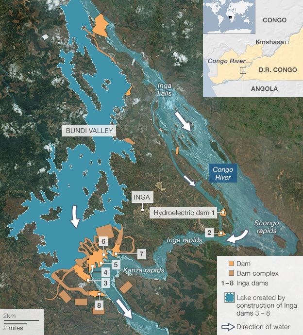 Graphic showing proposed Inga hydroelectric project