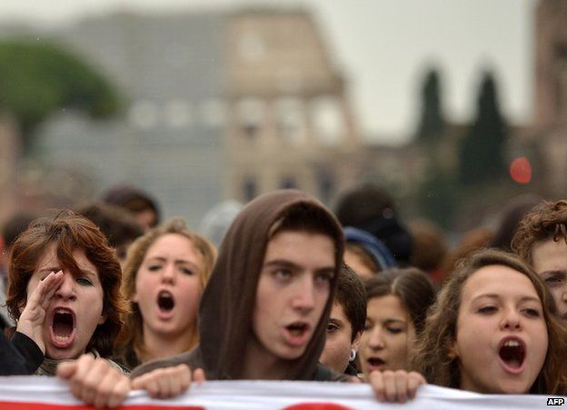Student protesters in Rome, 15 November