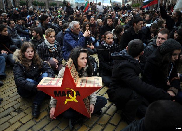 Protesters in Sofia, 15 November