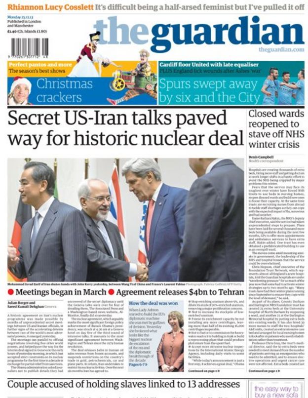 Front Pages: 'Historic' Iran Deal And Bank Claims - BBC News