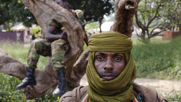 An ex-Seleka soldier stands guard, Central African Republic