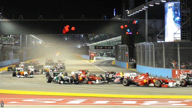 Action from the Singapore Grand Prix night race in September