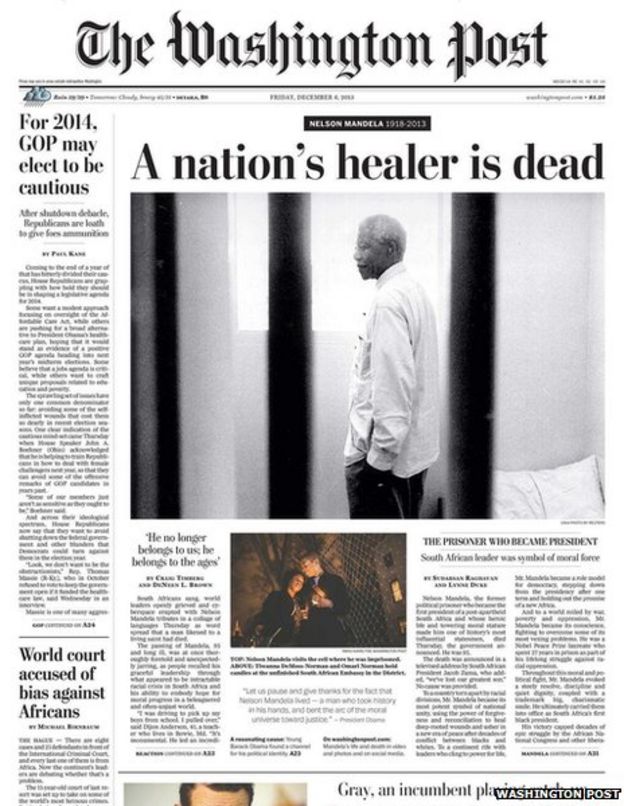 Nelson Mandela death World front pages BBC News