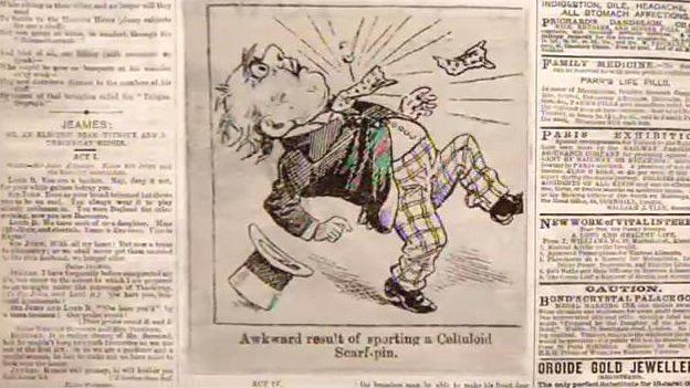 A cartoon showing an exploding celluloid bowtie