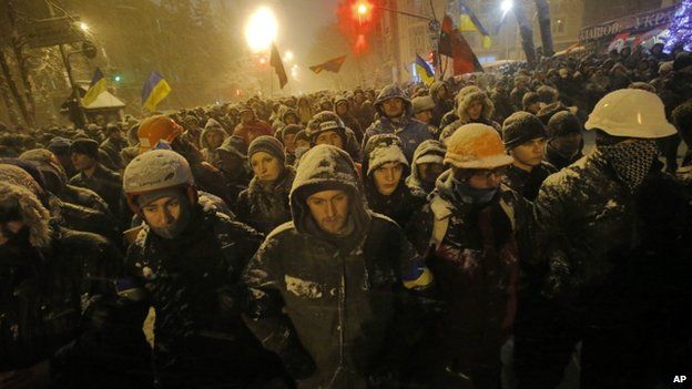 Protesters in central Kiev