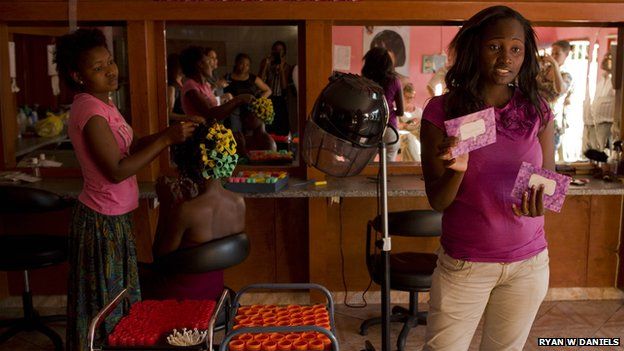 A hairdresser in Mozambique