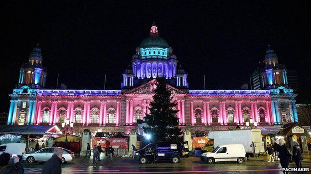 City Hall lit up