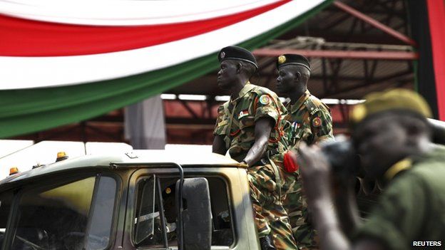 South Sudanese soldiers in a parade