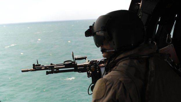EU helicopter patrol off Somali coast, 5 Sep 13