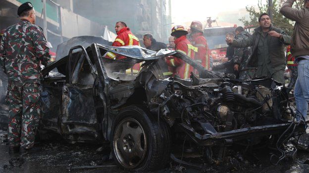 Wrecked car, Beirut 27 Dec 13