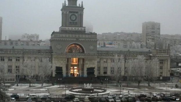 Screen grab of the moment the blast struck Volgograd-1 station, Russia, 29 December 2013