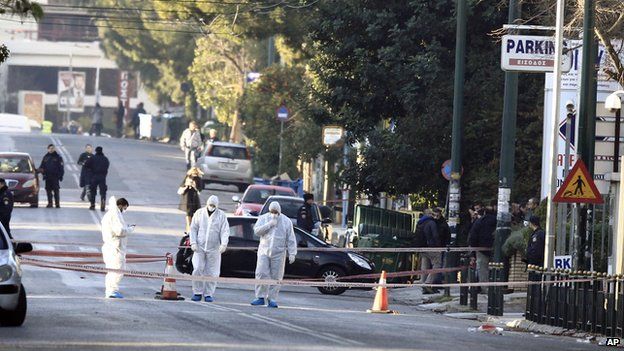 Scene of attack in Athens, 30 Dec 13
