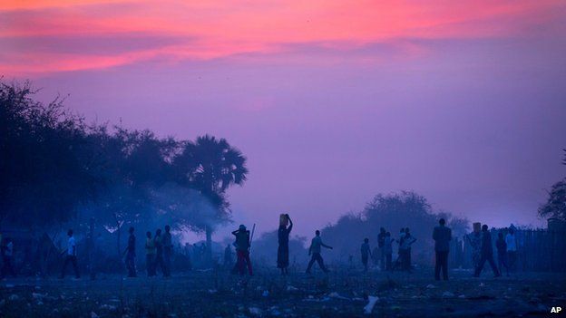 Awerial refugee camp near Bor, South Sudan, on 1 January 2014