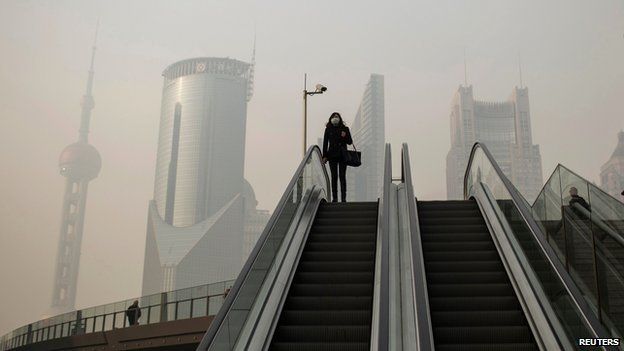 Smog in Shanghai's financial district of Pudong