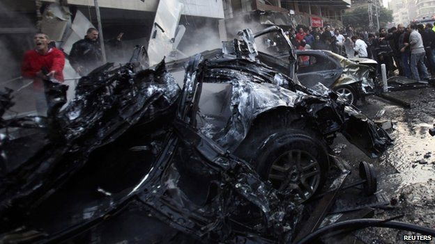 Wreckage of car after blast - 2 January