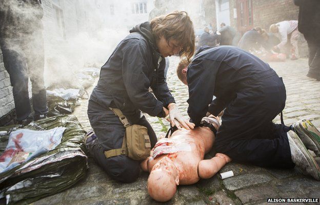 Marielle Van Uitert participates in a RISC medical training exercise in London
