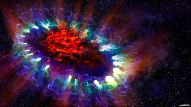 Artist's illustration of supernova 1987A
