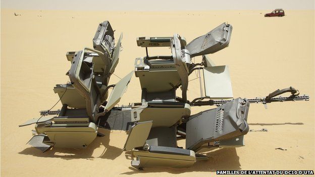four aeroplane seats - debris still litters the desert today