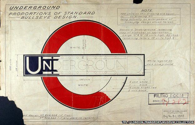 Edward Johnston's original drawing for the London Underground symbol (Source: London Transport Museum)