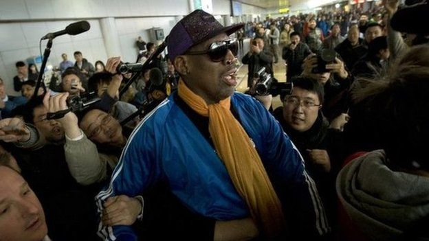 Former NBA player Dennis Rodman arrives in North Korea