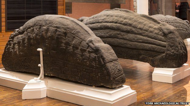 Five huge hogback monuments are in the Govan collection