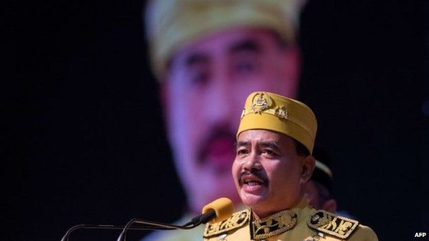 This picture taken on 7 September 2013 shows a self-styled royal Raja Noor Jan Shah Raja Tuah Shah delivering his royal speech in Putrajaya, outside Kuala Lumpur in Malaysia