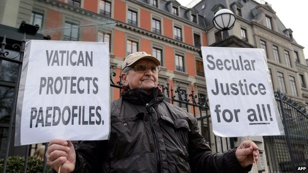 Demonstrator outside UN human rights agency in Geneva - 16 January