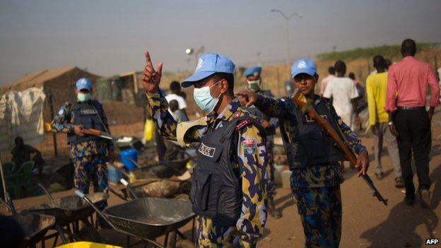 Peacekeepers at a UN base in Juba, 17 January 2014