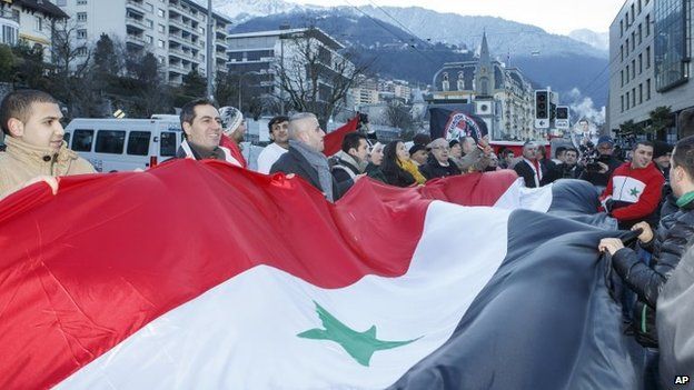 Pro-Assad protesters in Montreux (22 Jan 2012)