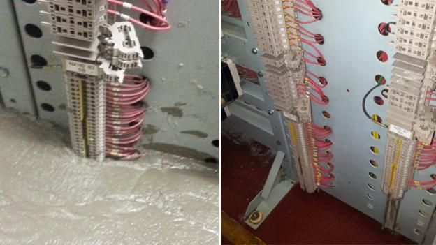 Before and after shots of the control room flooded with wet concrete Copyright: Us Vs Th3m and TfL