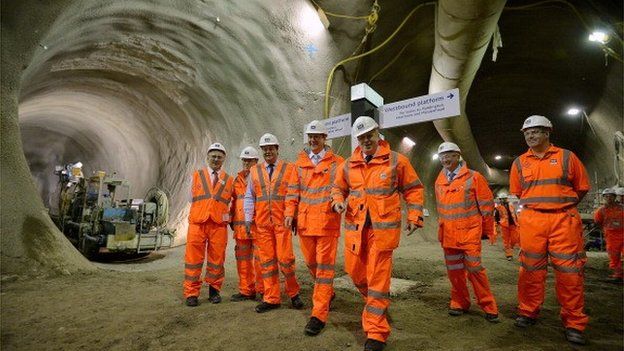 Crossrail workers in the tunnel
