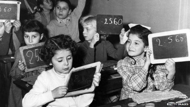 1946 classroom with small boards