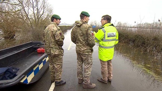 Military planners assess the flooding situation in Somerset