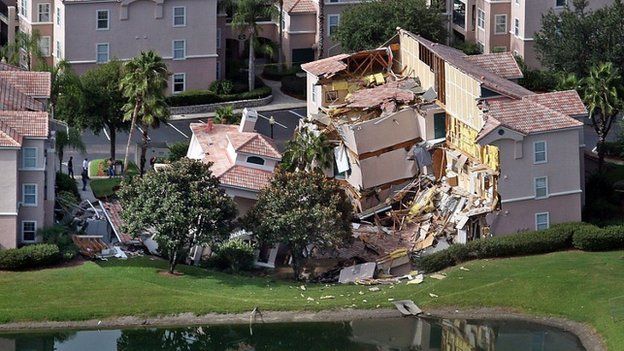 Building collapse due to sinkhole near Clermont Florida