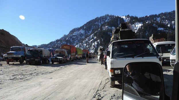 Lowari trucks parked