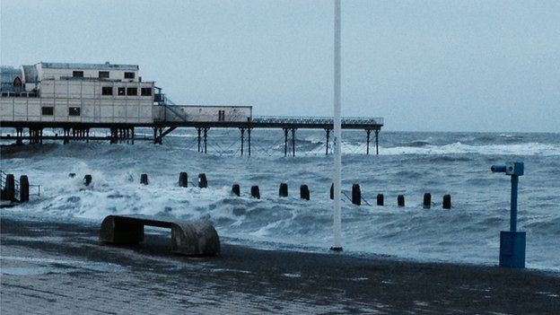 Stormy seas in Aberystwyth early on Saturday morning
