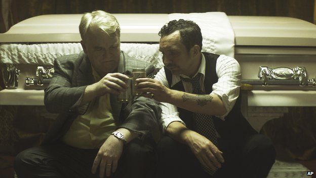 Philip Seymour Hoffman and Eddie Marsan, in a scene from the film, God's Pocket