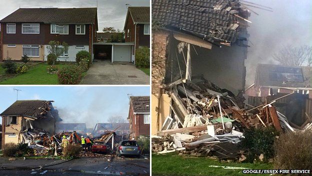 Clacton gas explosion: Ten injured and houses flattened - BBC News