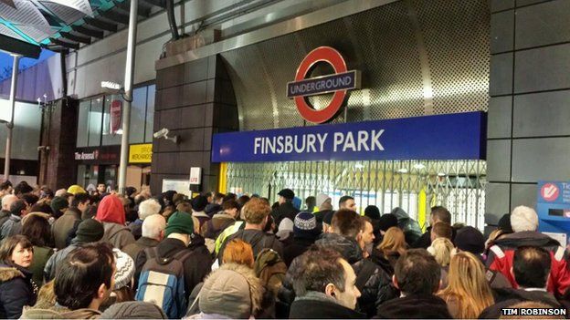 Crowds at Finsbury Park Tube station