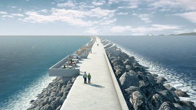 An artist's impression of how the lagoon in Swansea could look