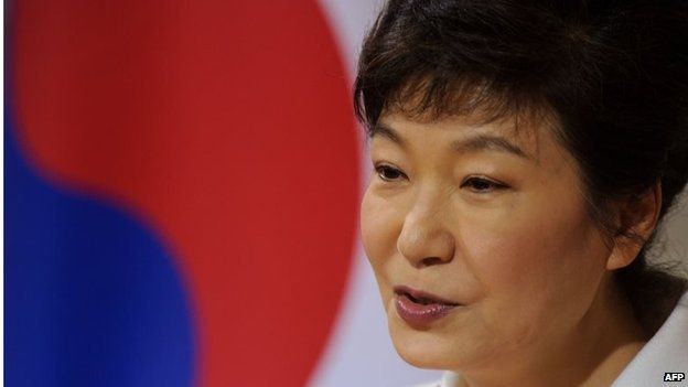 The president of the Republic of Korea, Park Geun-hye delivers a speech during her state visit to Switzerland in January