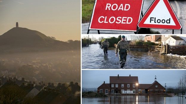 Montage of flooded Somerset