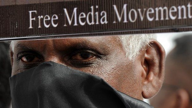 An activist from the Free Media Movement, Sri Lanka's media watchdog