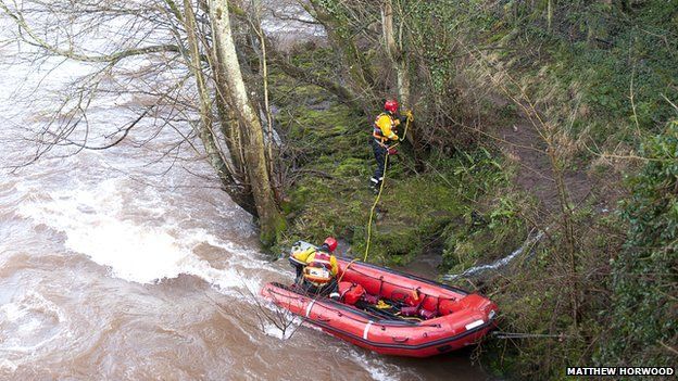 rescue team in river