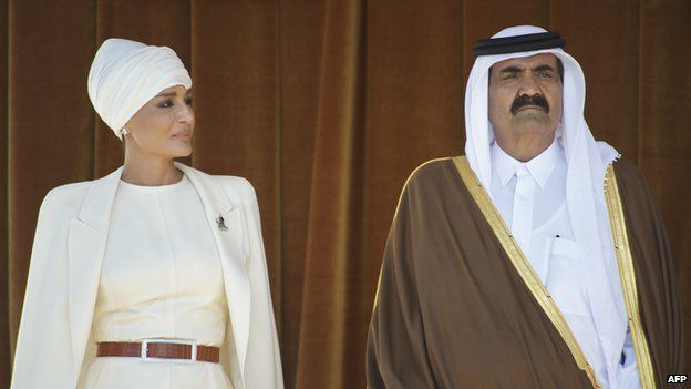 Sheikha Moza and Hamad bin Khalifa Al Thani in 2011