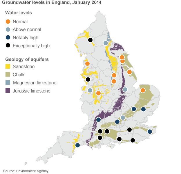 Map: Groundwater in England, 2014