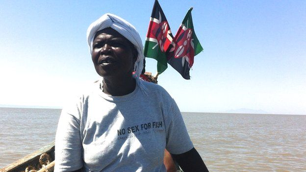 Agnes Auma on her boat on Lake Victoria, Kenya