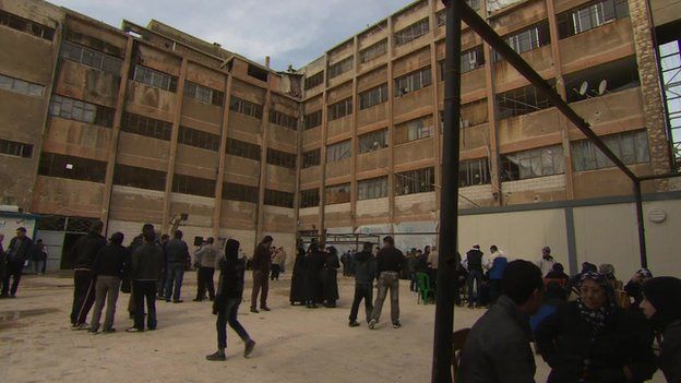 School in Homs where men are being held