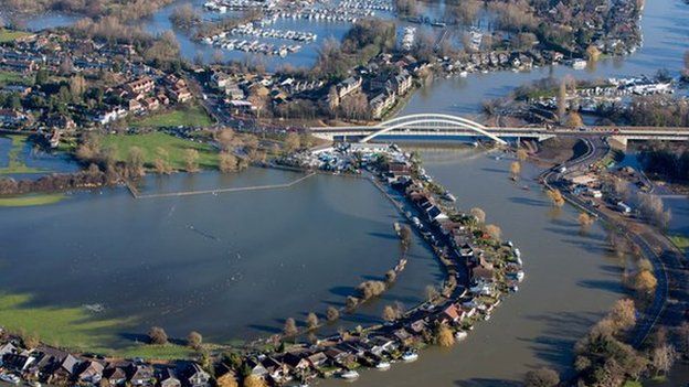 Flood water at Walton-on-Thames